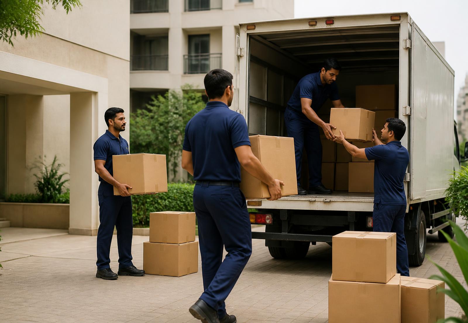 MOVECARE crew loading packed cartons into a moving truck
